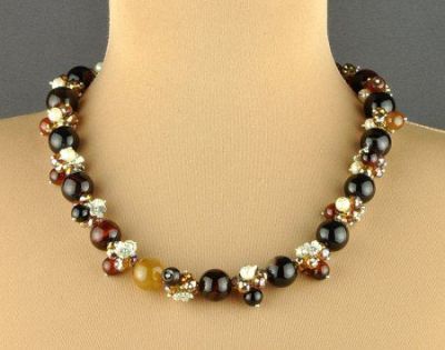 Бусы Агат, Хрусталь "Загадочная" арт.КР-712