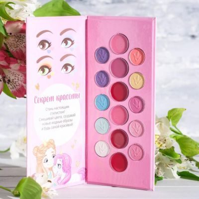 Набор косметики для девочки "Чудесной девочке", тени 10 цв по 1,3 гр, блеск 6 цв по 0,8 гр