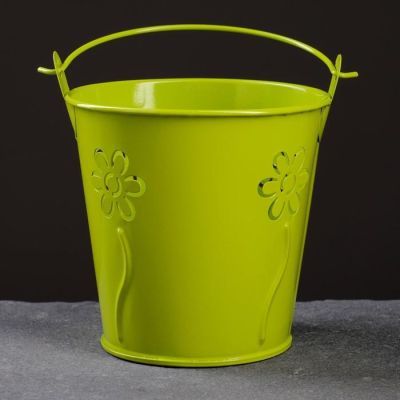 Кашпо "Ведерко" цветы, 9,5*9,5см, цвет микс