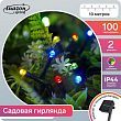 Гирлянда «Нить» 10 м, IP44, тёмная нить, 100 LED, свечение мульти, 2 режима, солнечная батарея