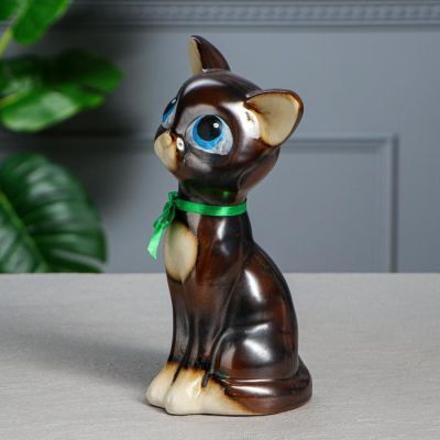 Копилка "Кошка Соня", коричневая, глянец, 24 см, микс