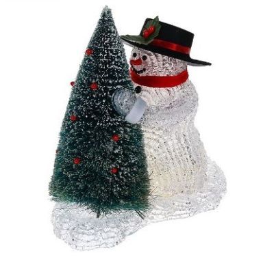 Фигура акрил. "Снеговик с елкой" (22х22 см.)