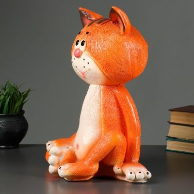 Копилка "Кот сидя большой" рыжий 39см