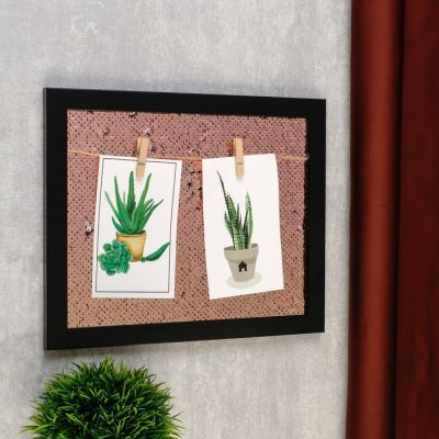 Фоторамка пластик на 2 фото до 10х15 см "Пайетки золото" 23х28 см