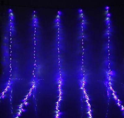 Гирлянда "Дождь" уличная (Ш:2 м, В:3 м, LED 800 шт., нить силикон, бело-синий)