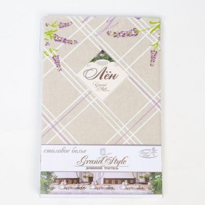 Скатерть-наперон Лаванда 90х90 см, 147 г/м2, хл 50%, п/лён 50%