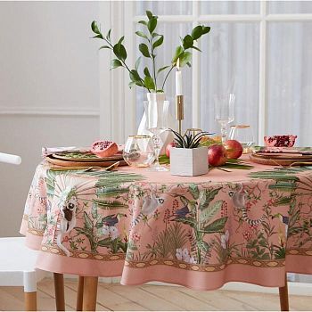 Скатерть "Этель" Tropical animals d=150см +/- 3см, 100% хл, саржа 190 гр/м2