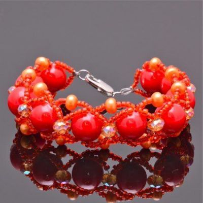 Браслет прес.Коралл, жемчуг "Патриция" арт. КАП-1191