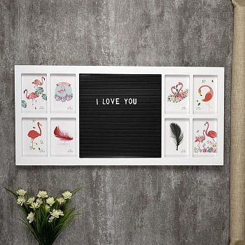 Фоторамка пластик на 8 фото 10х15 см+доска для записок 29х29 см+буквы "Стиль" белая 35х74см