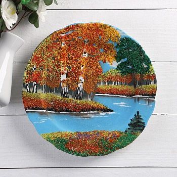 Тарелка под фарфор с каменной крошкой "Времена года"