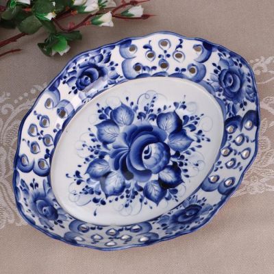 Сухарница «Цветок», 26×20×6 см, гжель