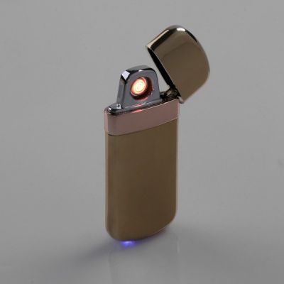 Зажигалка электронная в подарочной коробке, USB, спираль, золотая, 3х6.5 см