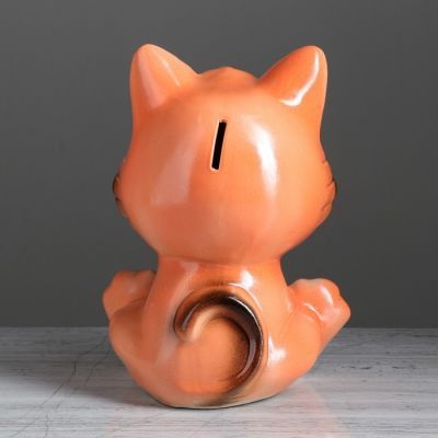 Копилка "Котик Мяв", покрытие глазурь, коричневая, 23 см, микс