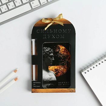 Паспортная обложка и ручка «Сильному духом»