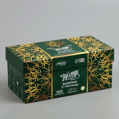 Гирлянда «Бахрома» 3 × 0.6 м, IP44, УМС, прозрачная нить, 160 LED, свечение тёплое белое, 220 В