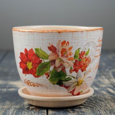 Набор горшков цветочных "Милан Декупаж" 1 л/ 2 л/ 3,8 л/ 5,4 л