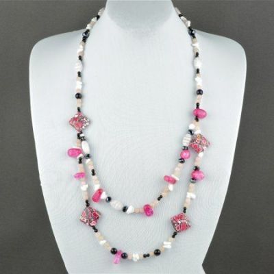 Бусы Агат, розовый кварц "Танюша" арт.ГРУ-1394