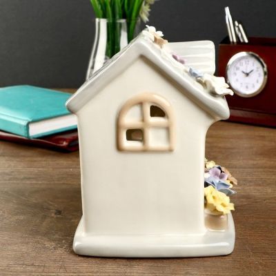 Сувенир керамика световой "Цветочный домик" 14,5х10,5х12 см