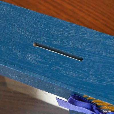 Копилка интерьерная дерево "Золотой папоротник на синем" 15х20х6 см