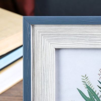 Фоторамка пластик 15х20 см "Феликс" белая с синим обрамлением 26,2х21,2 см