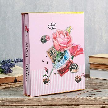 Фотоальбом на 200 фото 13х18 см "Розы и шоколад" в коробке, блёстки МИКС 29,5х23,5х5,5 см