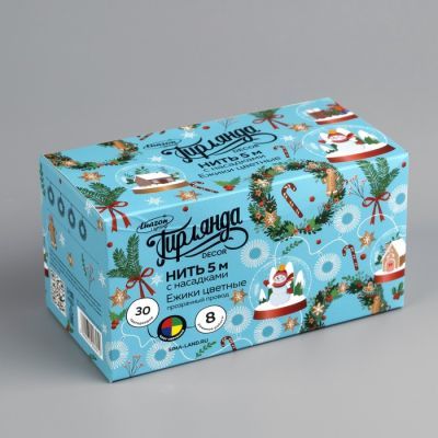 Гирлянда «Нить» 5 м с насадками «Ёжики цветные», IP20, прозрачная нить, 30 LED, свечение мульти, 8 режимов, 220 В