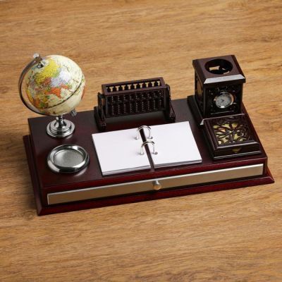 Набор настольный 8в1 (блок д/бум,часы,подстав,визит-ца,календ,лоток д/скреп,глобус,ящик,микс