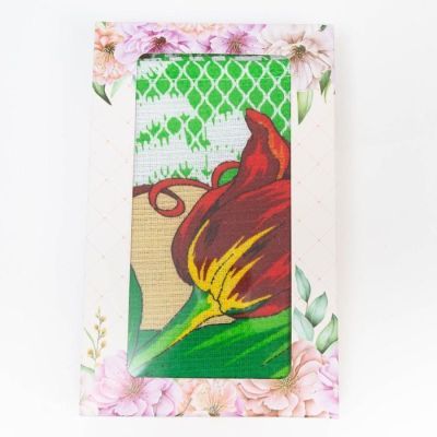 Полотенце вафельное в коробке "С праздником" 45х60 см, салатовый, 160 гр/м, хл,