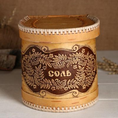 Туес "Соль", береста, 15х15х14 см, микс