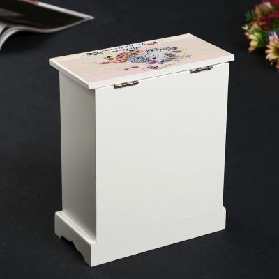 Шкатулка дерево комод 3 ящика+дверка "Единорог в цветах" 19х16х8 см