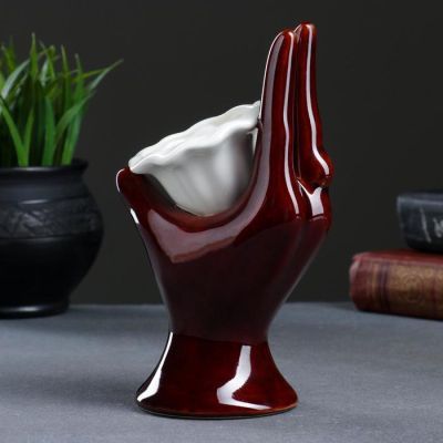 Подставка под мелочи и кольца "Рука" коричневая с золотом МИКС, 10х8х17см