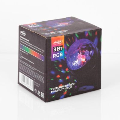 Световой прибор «Хрустальный шар» 7.5 см, пульт ДУ, свечение RGB, 220 В