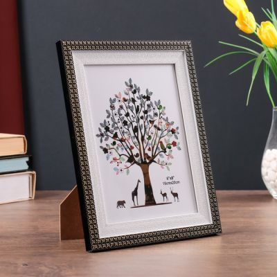 Фоторамка пластик 15х20 см "Золотые крестики" чёрная с белым 24,8х19,8 см