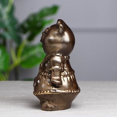 Копилка "Кошка дама", бронзовый цвет, 17 см