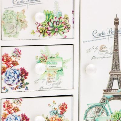 Шкатулка дерево "Велосипед с цветами у Эйфелевой башни" 18,5х16х8 см