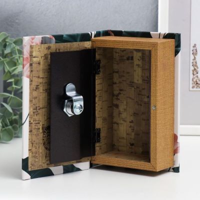 Сейф-книга дерево кожзам "Полупрозрачный мак" 17х11х5 см