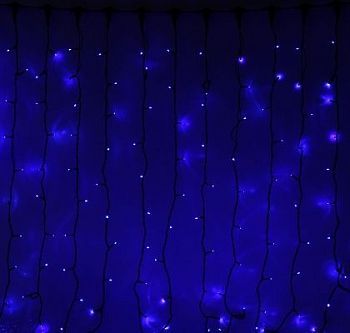 Гирлянда уличная УМС "Занавес" (Ш:2 м, В: 3 м, нить темная, синий)