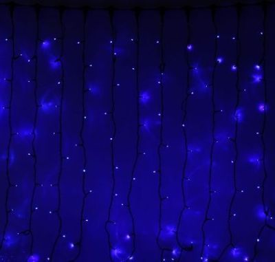 Гирлянда уличная УМС "Занавес" (Ш:2 м, В: 3 м, нить темная, синий)