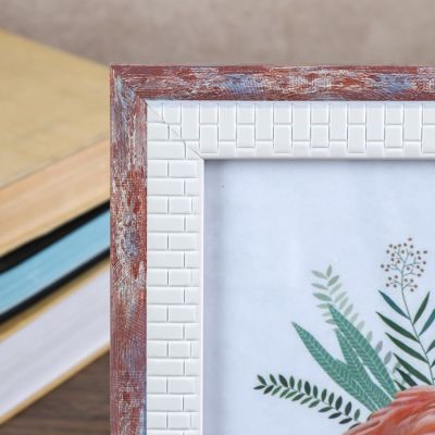 Фоторамка пластик 15х20 см "Шарль" кремовые кирпичики с розовым 24х19 см