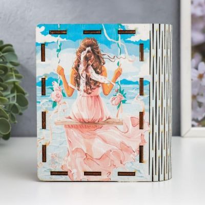 Шкатулка-книга "8 марта. Качели" 14 см