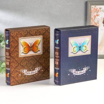 Фотоальбом на 200 фото 10х15 см "Золотая бабочка" в коробке МИКС 26,5х21х5,5 см