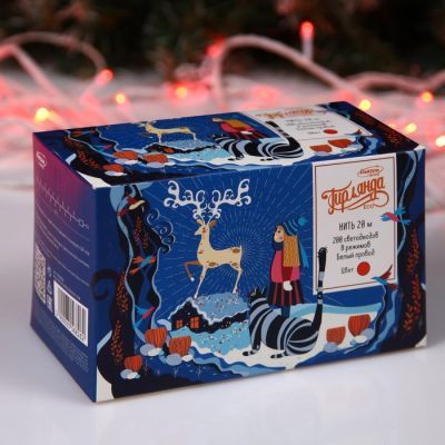 Гирлянда «Нить» 20 м, IP20, белая нить, 200 LED, свечение красное, 8 режимов, 220 В