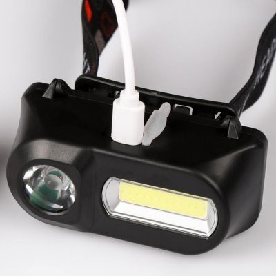 Фонарь налобный аккумуляторный 5 Вт, 1200 мАч, 100/180 лм, 6 режимов, USB