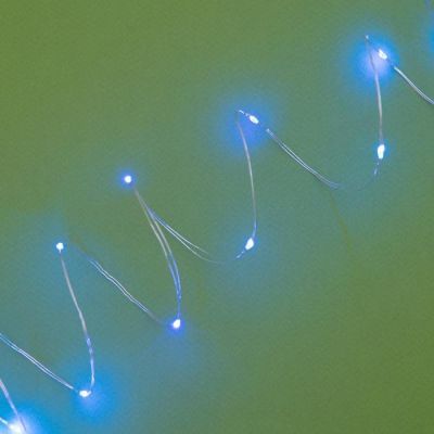 Гирлянда «Нить» 20 м роса, IP44, серебристая нить, 200 LED, свечение синее, 2 режима, солнечная батарея