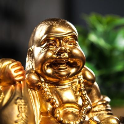 Копилка "Хотэй с мешком", глянец, бронзовый цвет, 20 см, микс