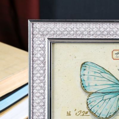 Фоторамка пластик 20х25 см "Белые ромбы" с серебристым обрамлением 30х25 см