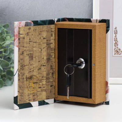 Сейф-книга дерево кожзам "Полупрозрачный мак" 17х11х5 см