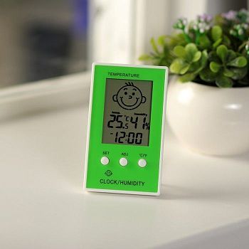 Электронная метеостанция комнатная Luazon LTR-12: часы, термометр, влажность воздуха (цвет МИКС)