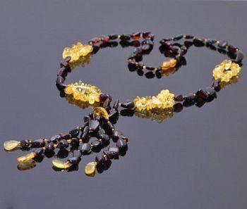 Бусы Янтарь "Галстук" арт.НЯН-п539