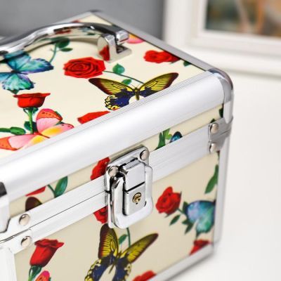 Шкатулка металлокаркас сундучок "Бабочки и розы" 13х16,7х12,8 см